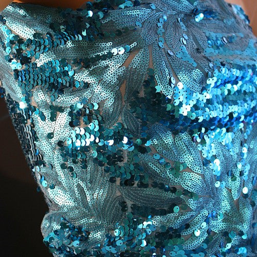 TURQUOISE SEQUIN FABRIC - sarahi.NYC - Sarahi.NYC