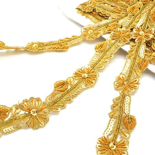 YELLOW GOLD SEQUIN FLOWER TRIM - sarahi.NYC - Sarahi.NYC