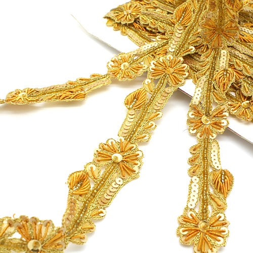 YELLOW GOLD SEQUIN FLOWER TRIM - sarahi.NYC - Sarahi.NYC