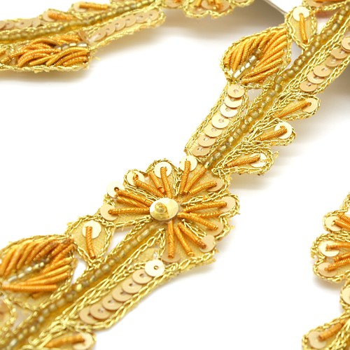 YELLOW GOLD SEQUIN FLOWER TRIM - sarahi.NYC - Sarahi.NYC