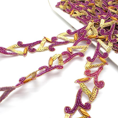 PURPLE GOLD BEADED TRIM - sarahi.NYC - Sarahi.NYC