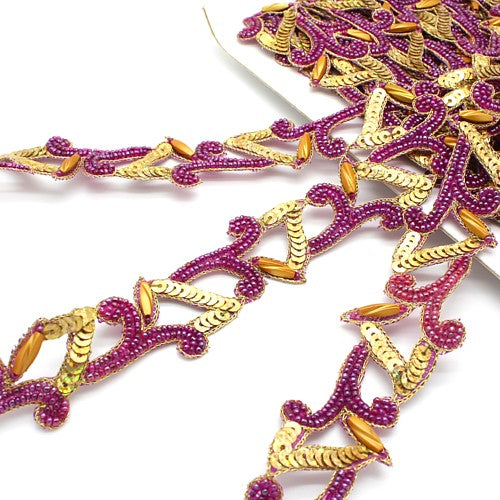 PURPLE GOLD BEADED TRIM - sarahi.NYC - Sarahi.NYC