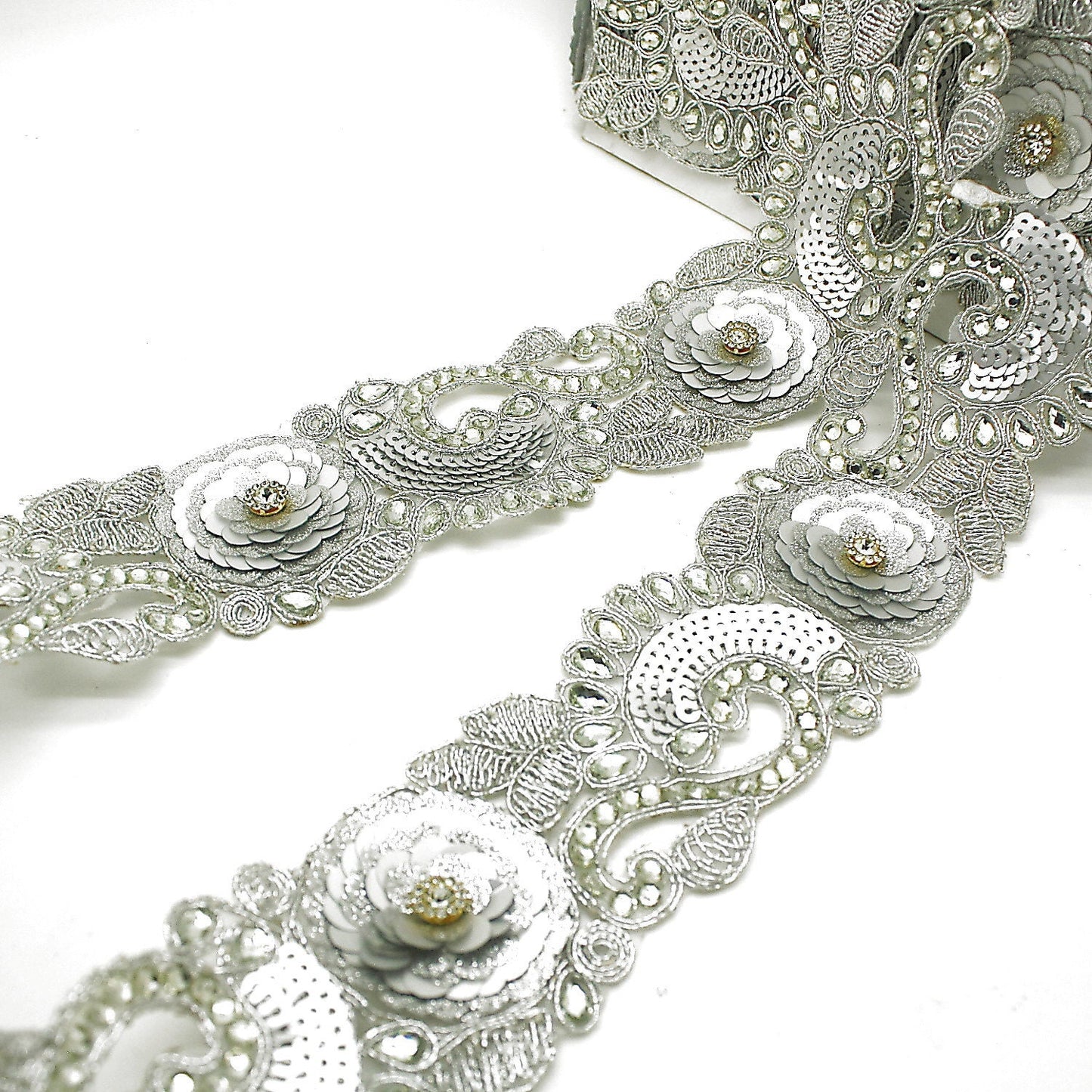 SILVER RHINESTONE SEQUIN trim