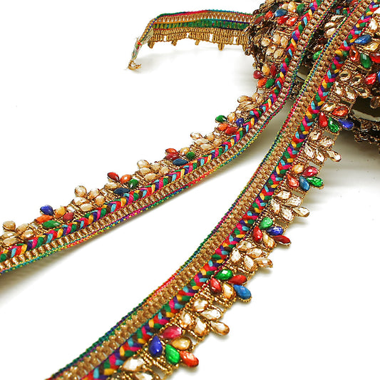 MULTICOLOR rhinestone trim