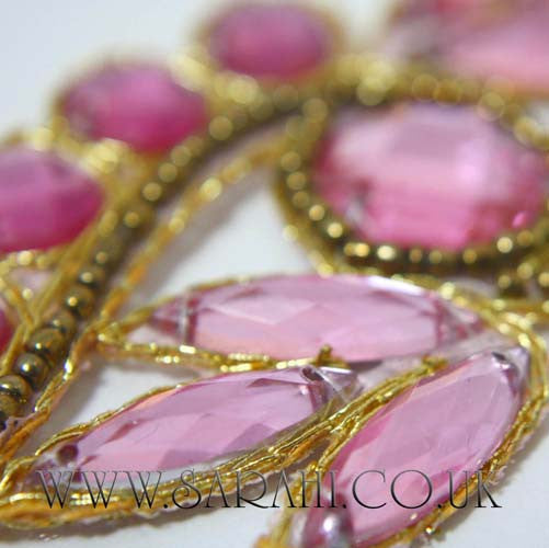 PINK GOLD RHINESTONE BEADED APPLIQUE - sarahi.NYC - Sarahi.NYC