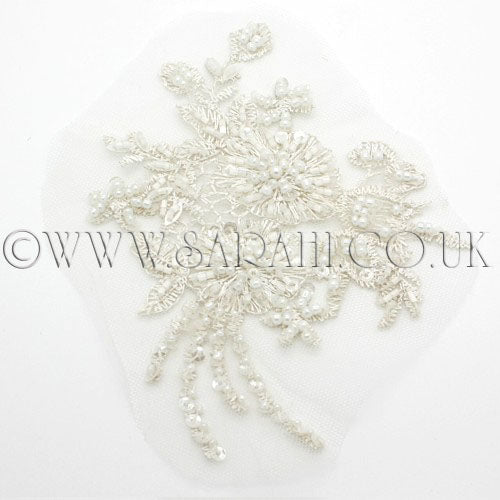 WHITE  NET BEADED APPLIQUE - sarahi.NYC - Sarahi.NYC